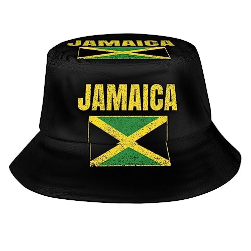 Jamaica Flag Bucket Hat, Unisex Jamerica Hat Outdoor Beach Summer Fisherman Cap for Women Men